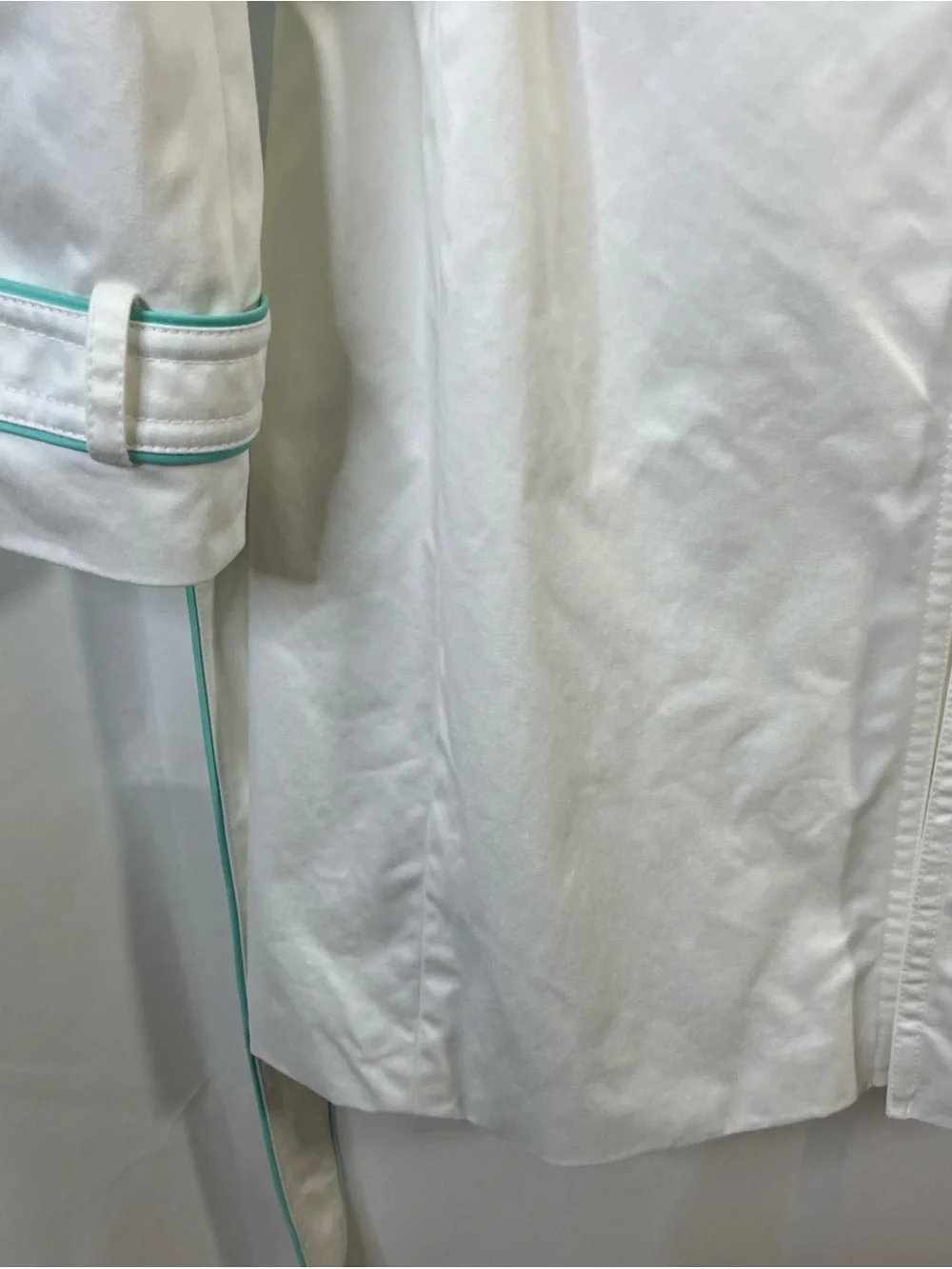 COACH White Signature Canvas Double-Breasted Piping Trench Coat belt Large VTG